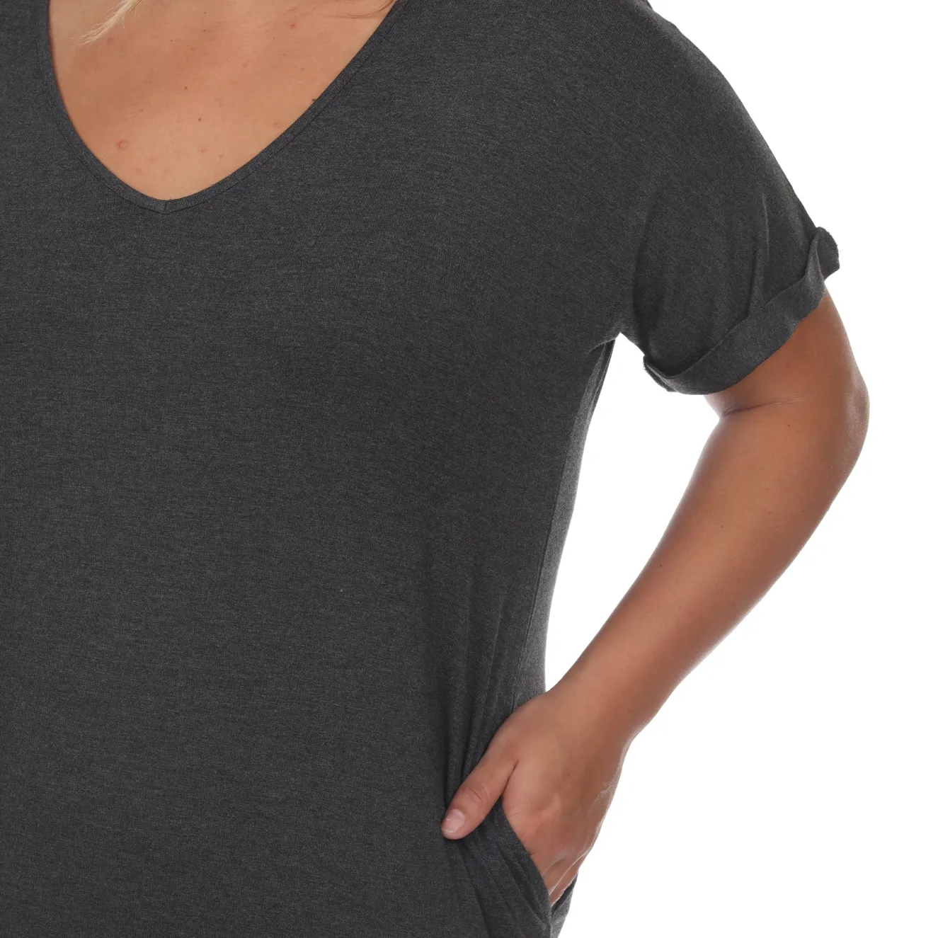 Short Sleeve V-neck Maxi Dress - Plus