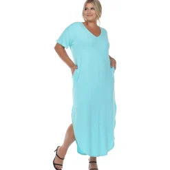 Short Sleeve V-neck Maxi Dress - Plus