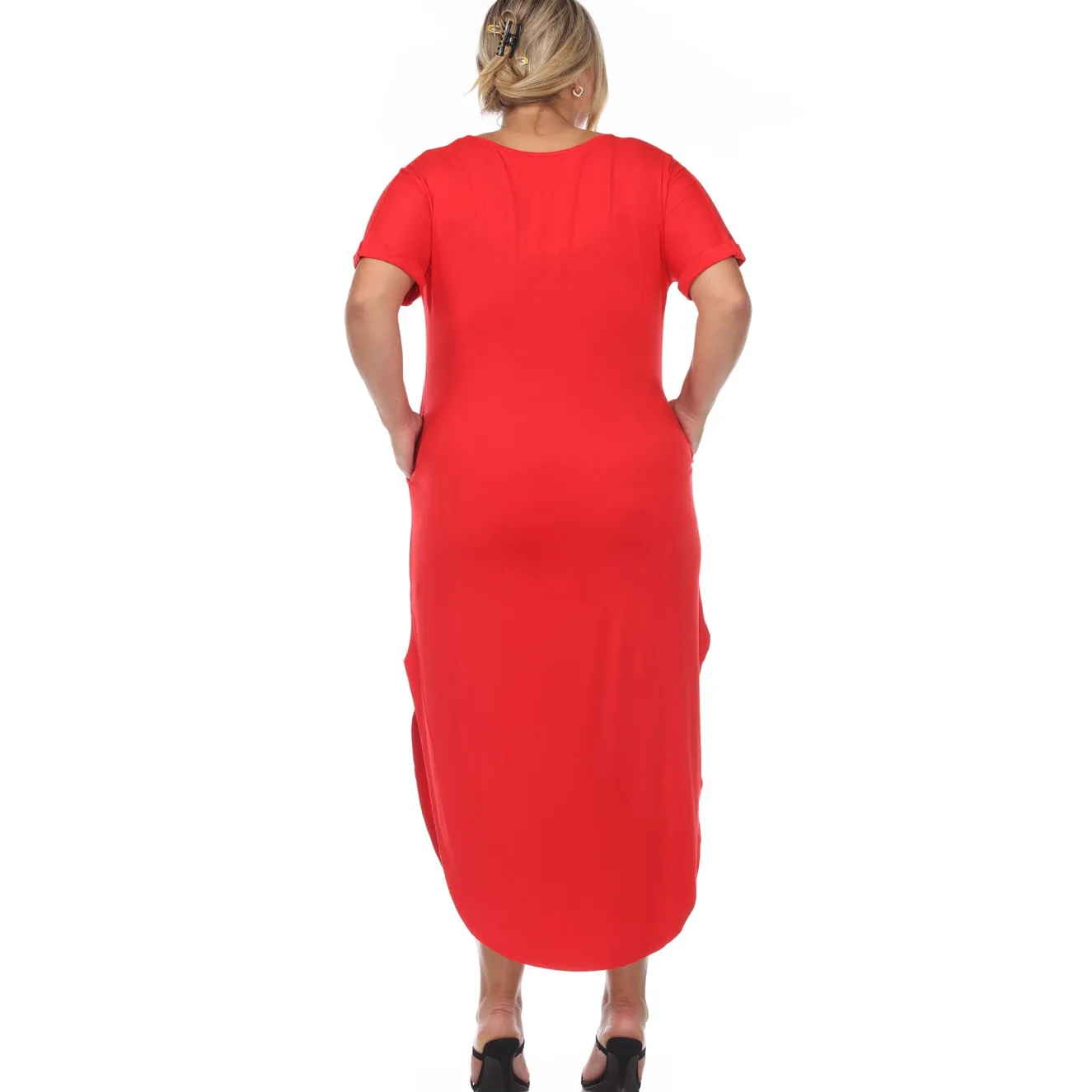 Short Sleeve V-neck Maxi Dress - Plus