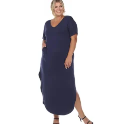 Short Sleeve V-neck Maxi Dress - Plus