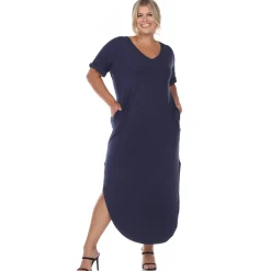Short Sleeve V-neck Maxi Dress - Plus