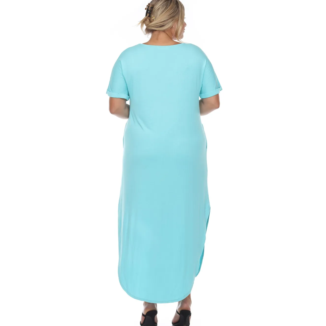 Short Sleeve V-neck Maxi Dress - Plus