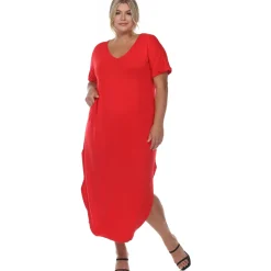 Short Sleeve V-neck Maxi Dress - Plus