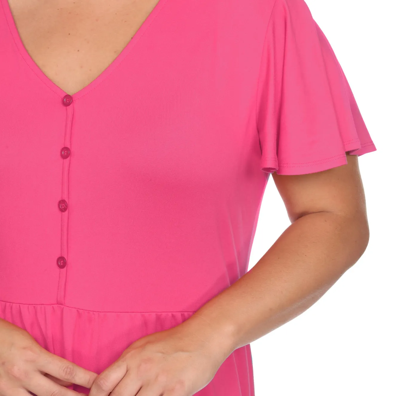 Short Sleeve V-neck Tiered Dress - Plus
