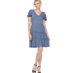 Short Sleeve V-neck Tiered Dress