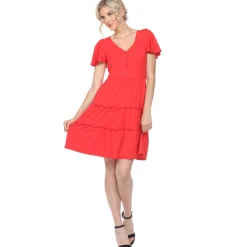 Short Sleeve V-neck Tiered Dress