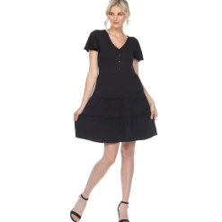 Short Sleeve V-neck Tiered Dress