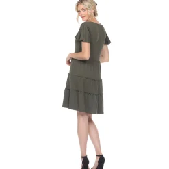 Short Sleeve V-neck Tiered Dress