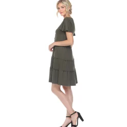 Short Sleeve V-neck Tiered Dress