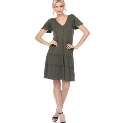 Short Sleeve V-neck Tiered Dress