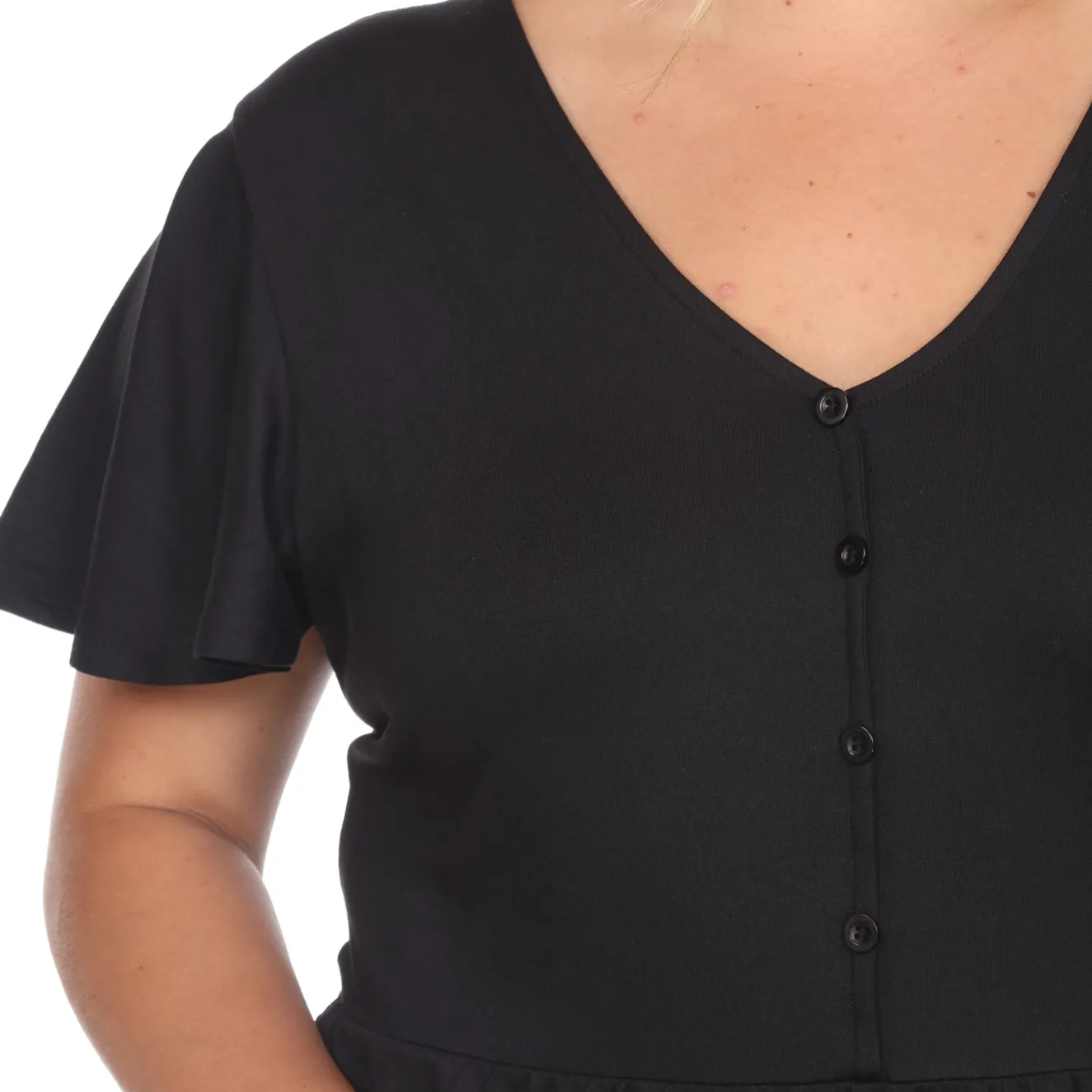 Short Sleeve V-neck Tiered Midi Dress - Plus