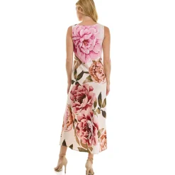 Sleeveless Scoop Neck Maxi Dress In Cream/Rust/Mauve