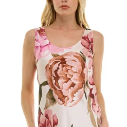 Sleeveless Scoop Neck Maxi Dress In Cream/Rust/Mauve