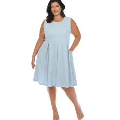 Solid Fit and Flare Dress - Plus
