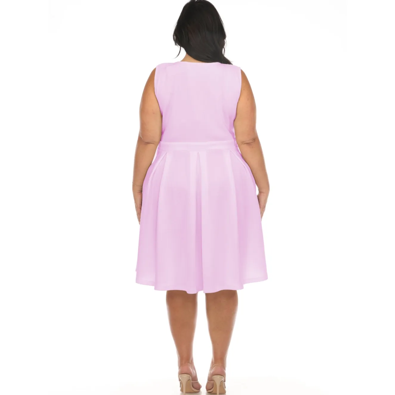 Solid Fit and Flare Dress - Plus