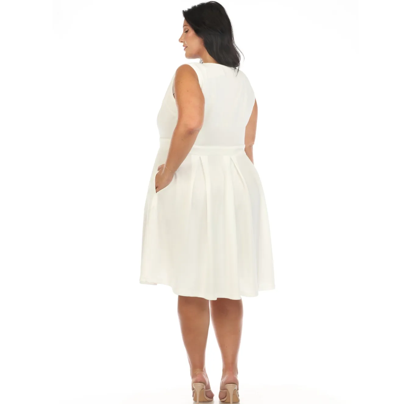 Solid Fit and Flare Dress - Plus