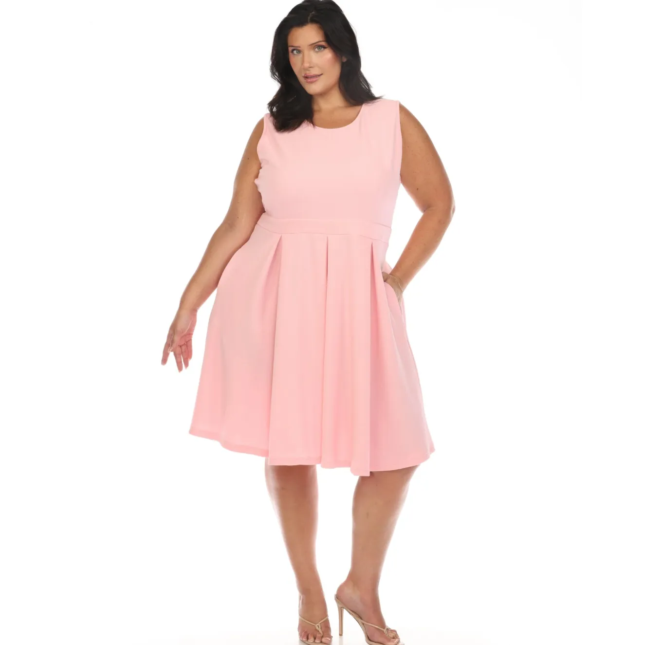 Solid Fit and Flare Dress - Plus