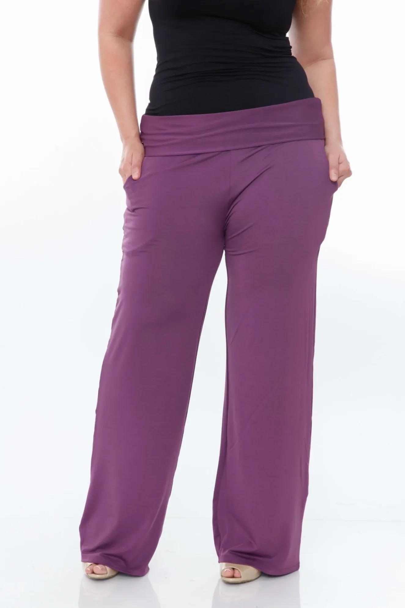 Solid Palazzo Pants - Plus
