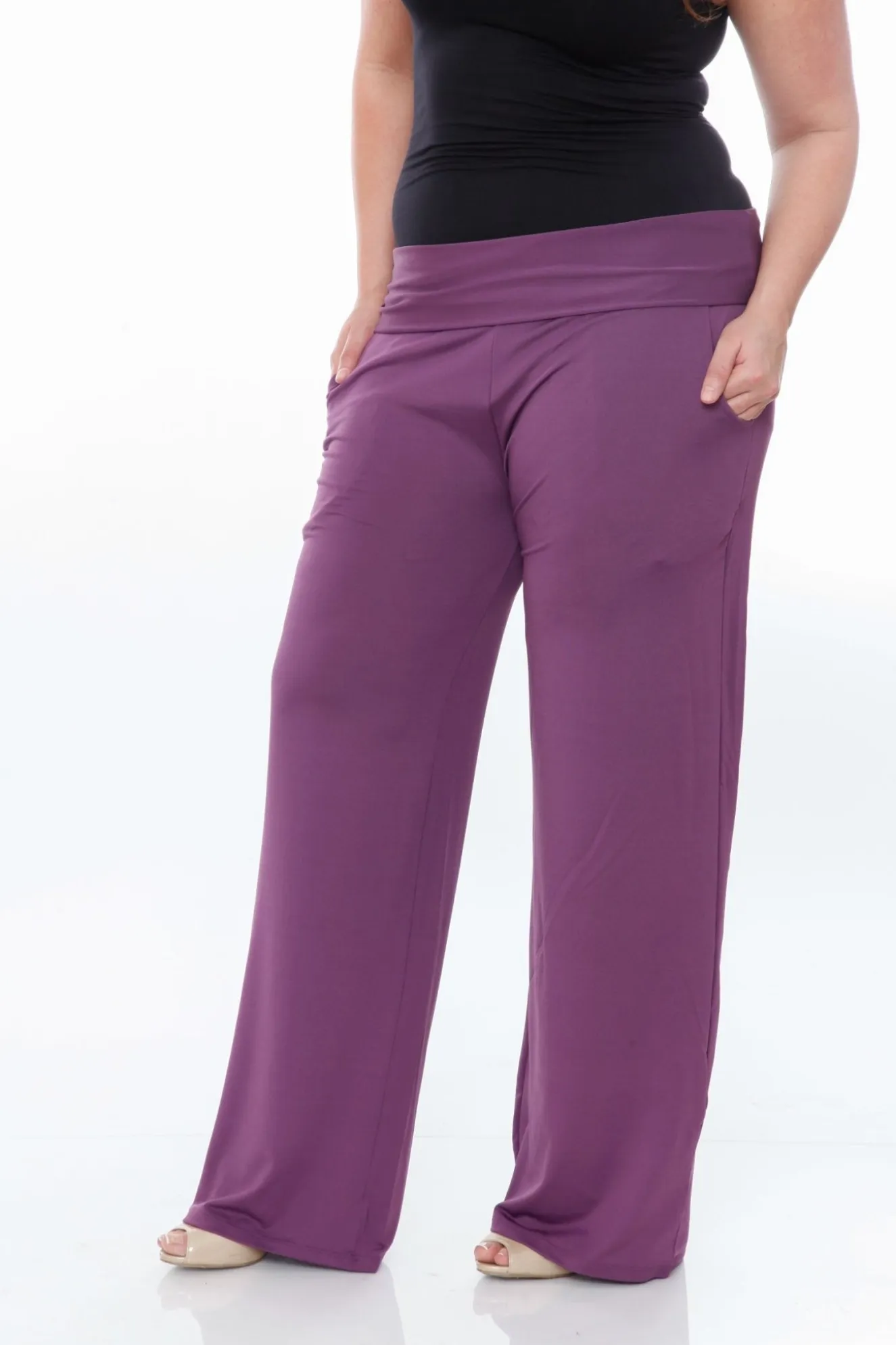 Solid Palazzo Pants - Plus