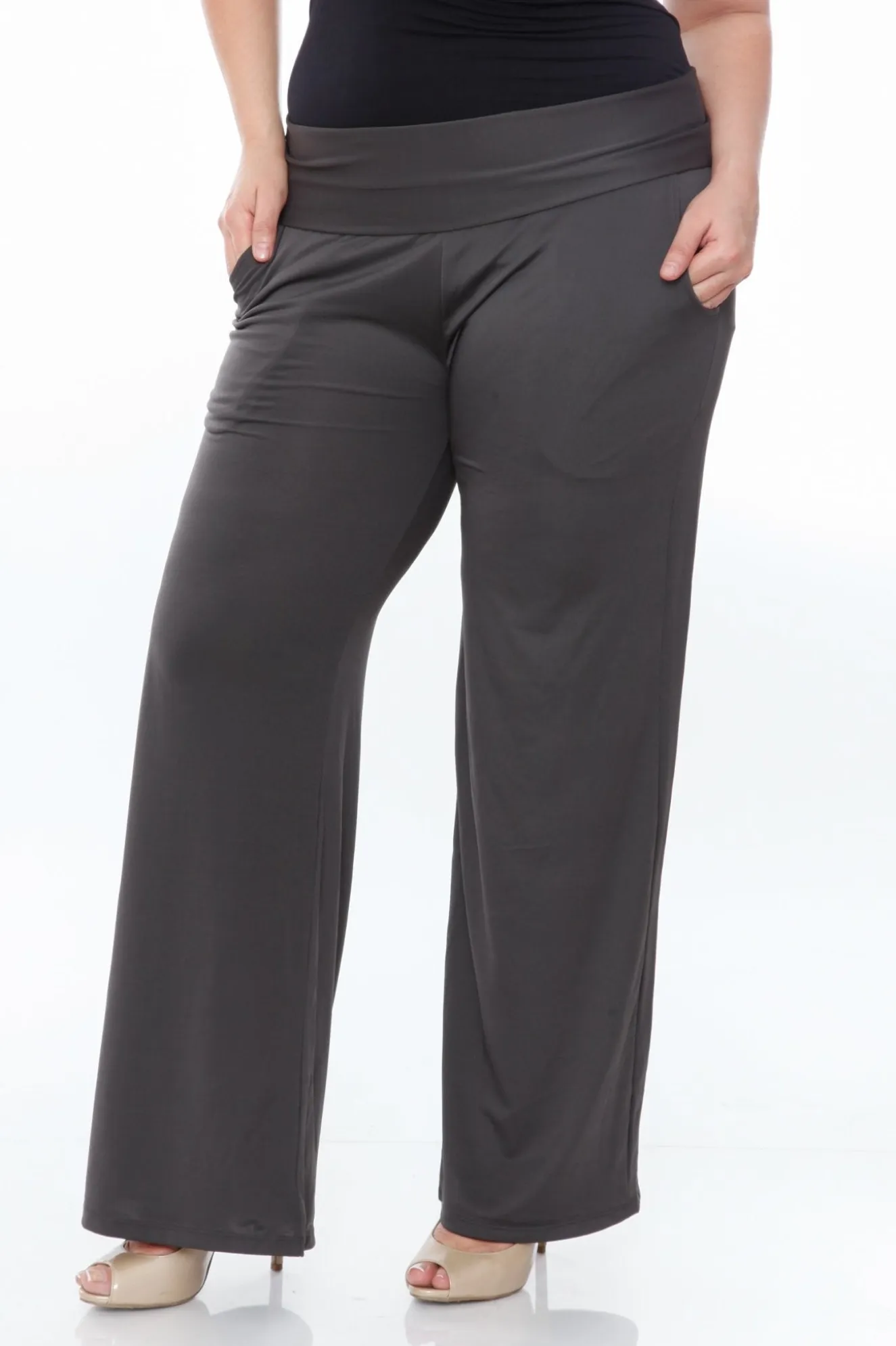 Solid Palazzo Pants - Plus
