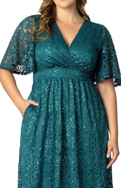 Starry Sequined Lace Cocktail Dress - Plus