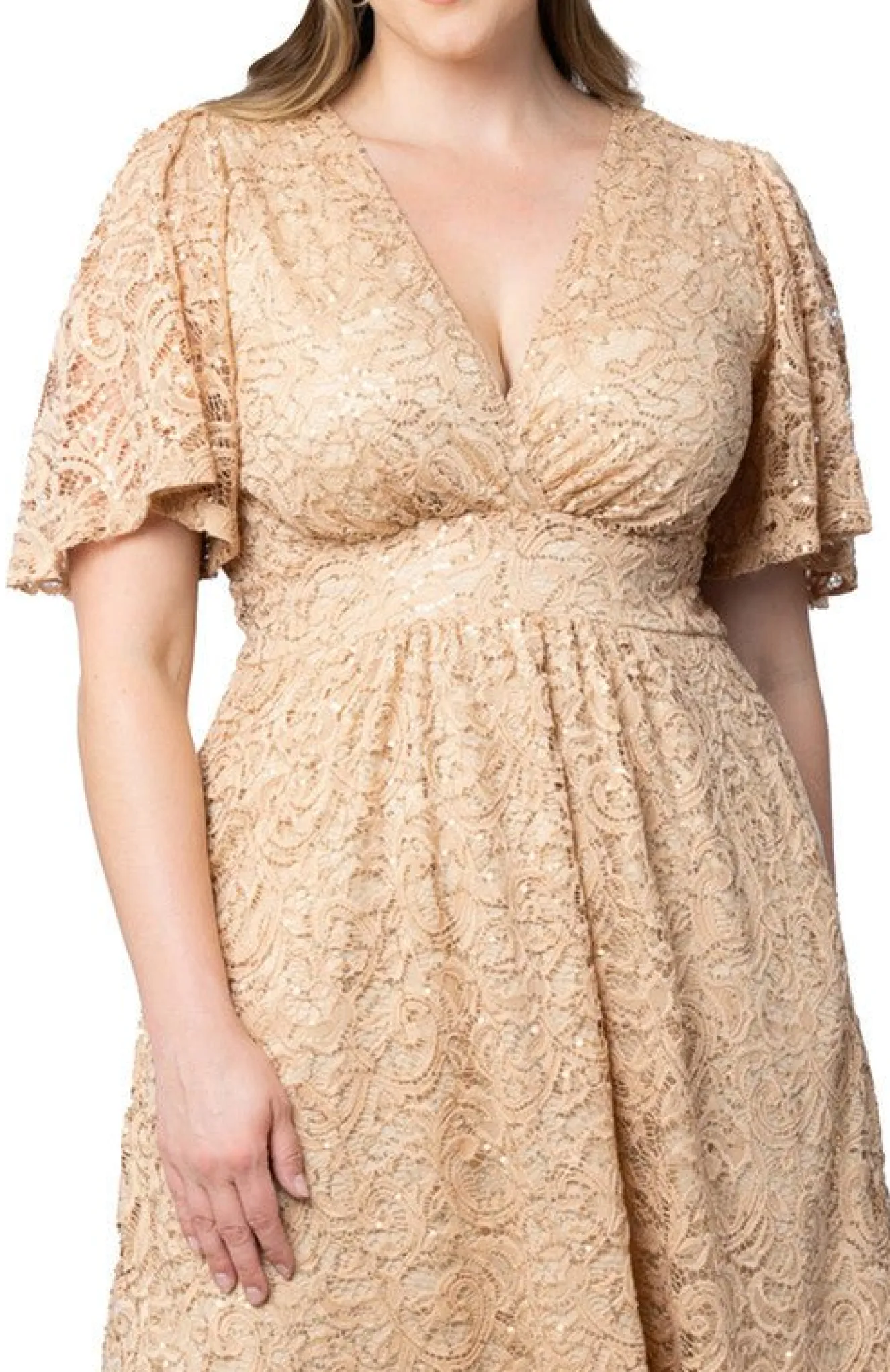 Starry Sequined Lace Cocktail Dress - Plus
