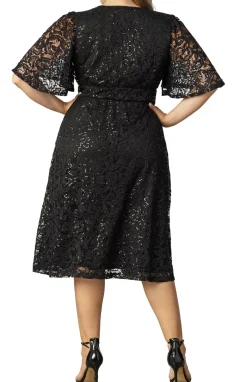 Starry Sequined Lace Cocktail Dress - Plus