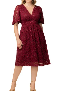 Starry Sequin Lace Cocktail Dress - Plus