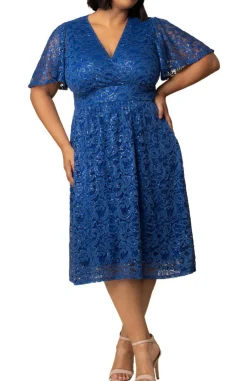 Starry Sequin Lace Cocktail Dress - Plus