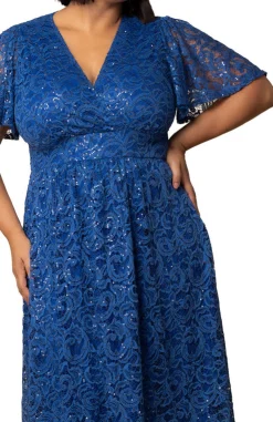 Starry Sequin Lace Cocktail Dress - Plus