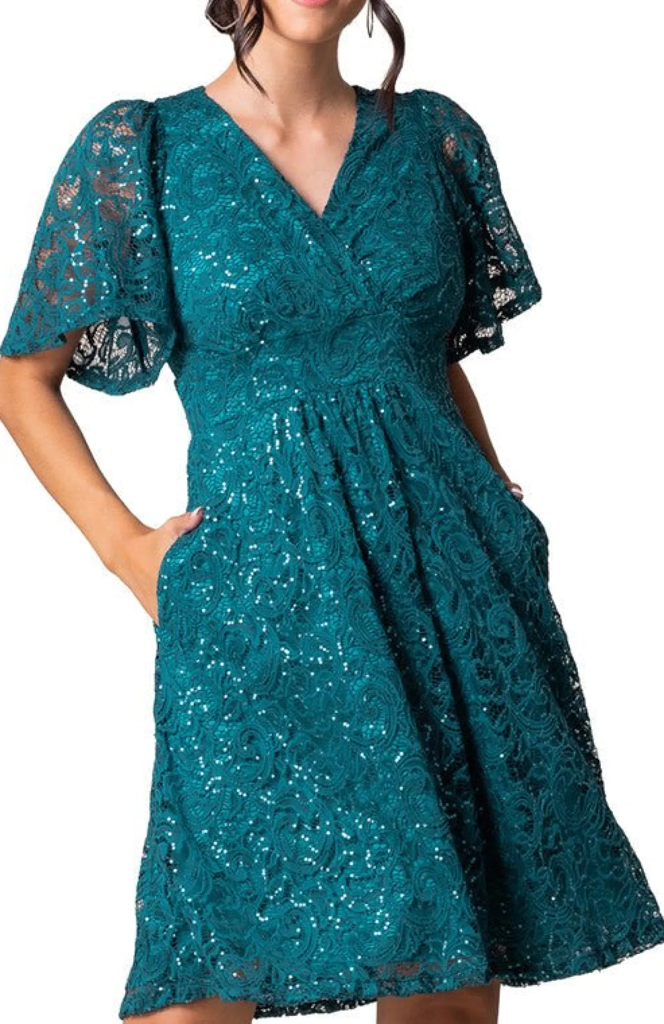 Starry Sequin Lace Cocktail Dress