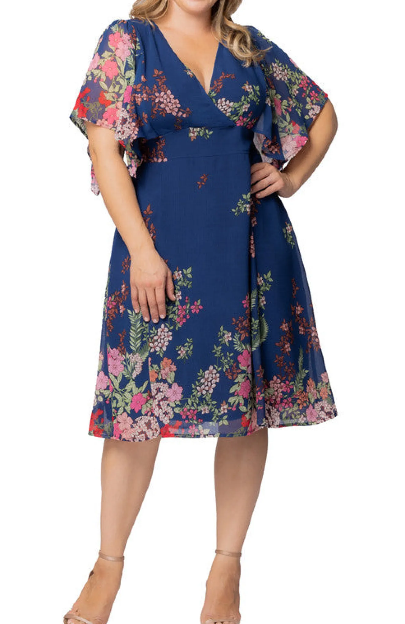 Twilight Garden Border Breezy Border Print Cocktail Dress - Plus