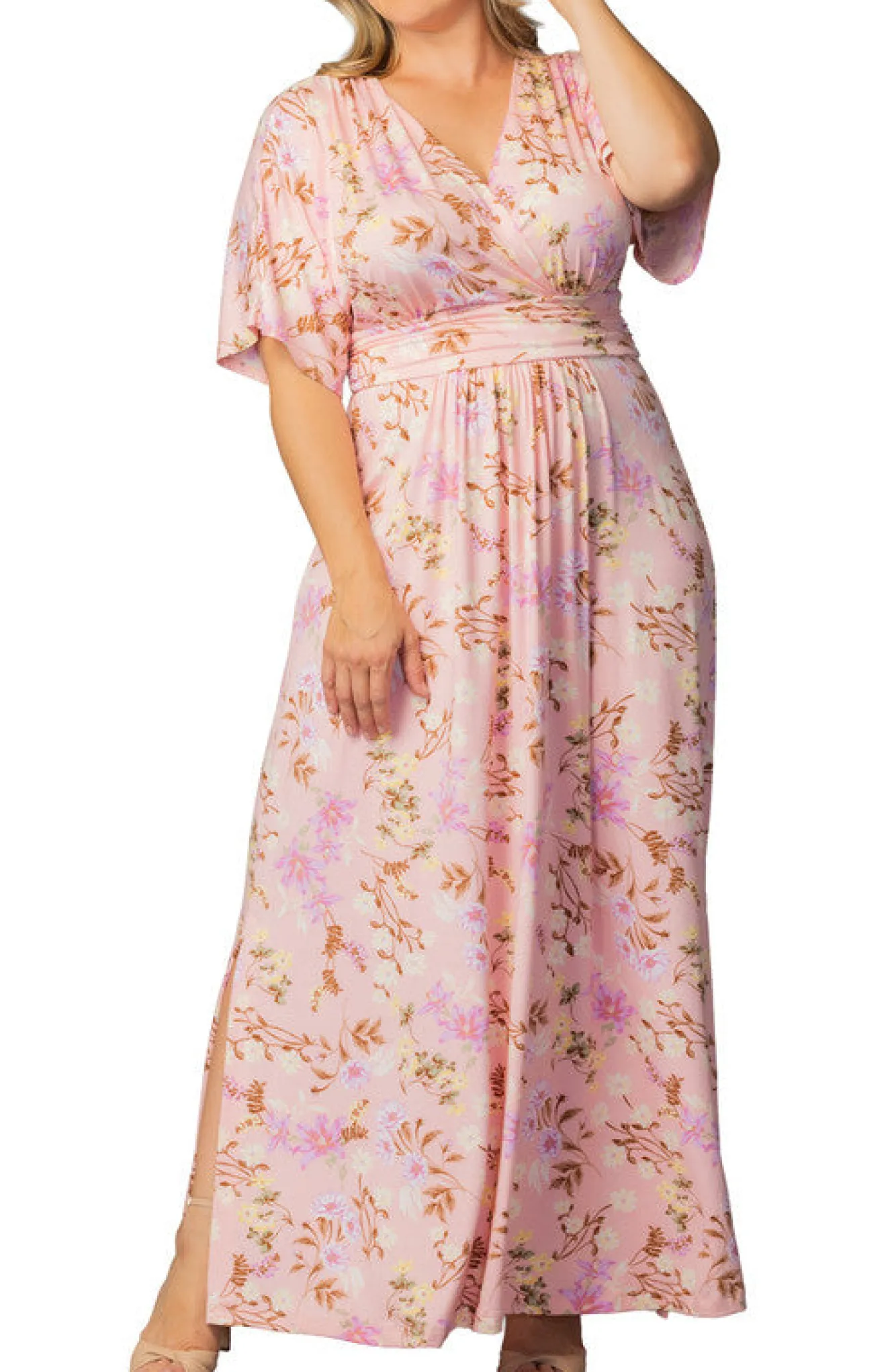 Vienna Maxi Dress- Lively Peach Florals -Plus