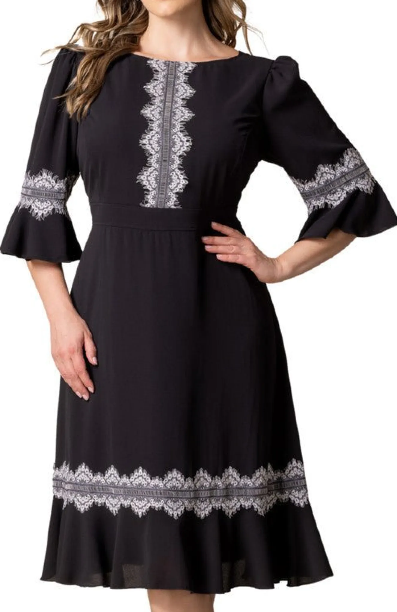 Villa Lace Trim Cocktail Dress - Plus