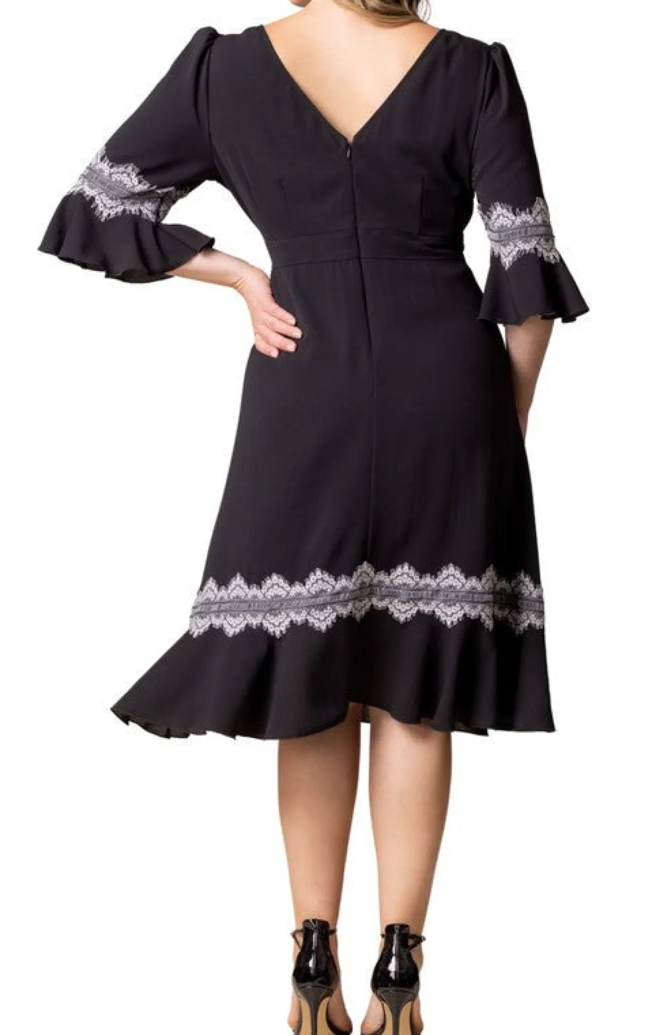 Villa Lace Trim Cocktail Dress - Plus