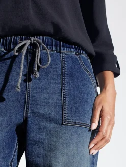 Westport Knit Denim Weekender Pant with Pockets and Drawstring Waist