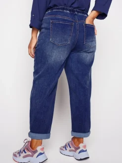 Westport Knit Denim Weekender Pant with Pockets and Drawstring Waist- Plus