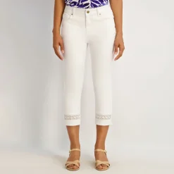 Westport Signature Crochet Capri in White