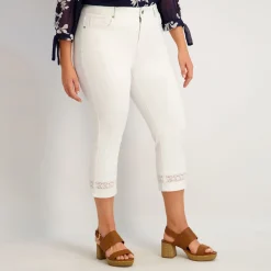 Westport Signature Crochet Capri in White - Plus