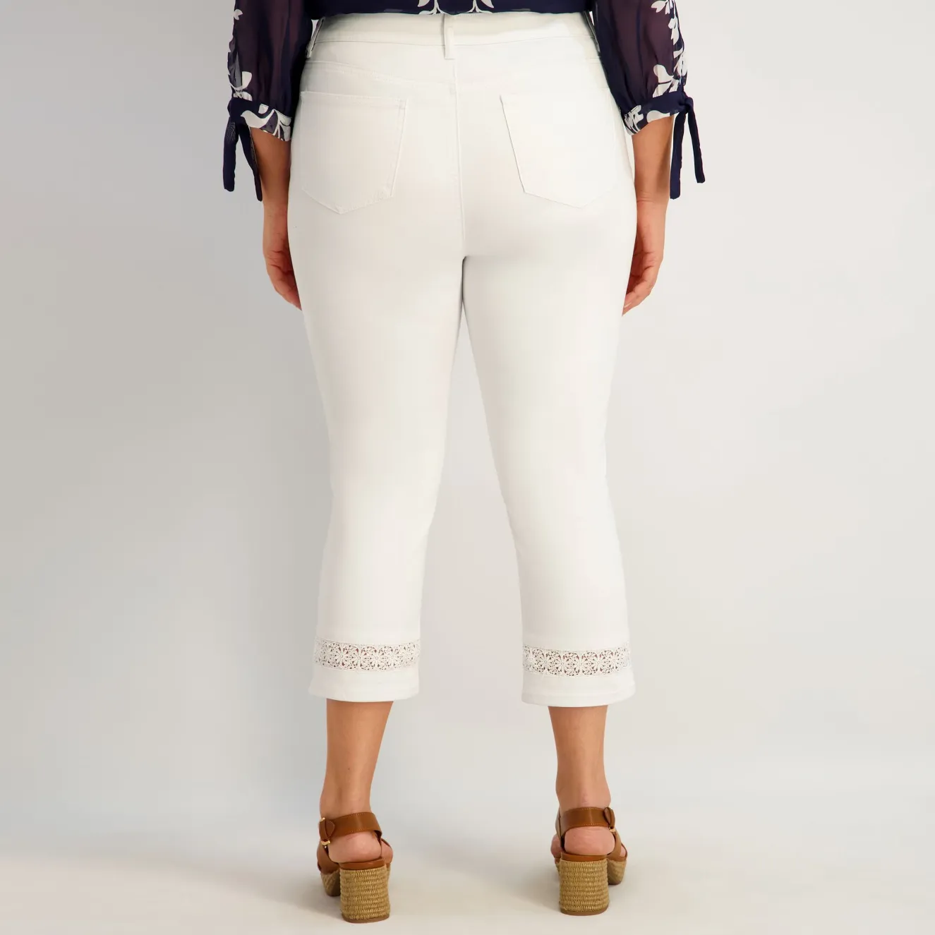 Westport Signature Crochet Capri in White - Plus