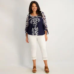 Westport Signature Crochet Capri in White - Plus
