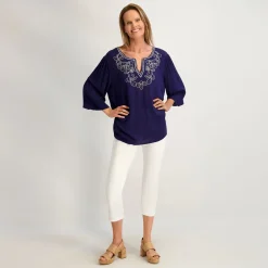 Westport Signature Fray Hem Capri in White