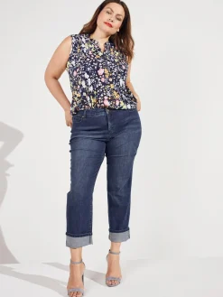 Westport Signature Girlfriend 5 Pocket Selvedge Cuff Jeans - Plus