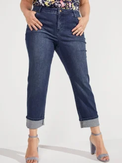 Westport Signature Girlfriend 5 Pocket Selvedge Cuff Jeans - Plus