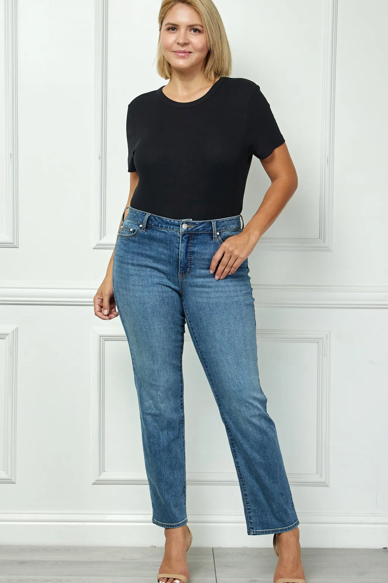 Westport Signature Straight Leg Pearl Rivet Denim Jeans