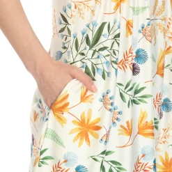 White Floral Sleeveless Tunic Top