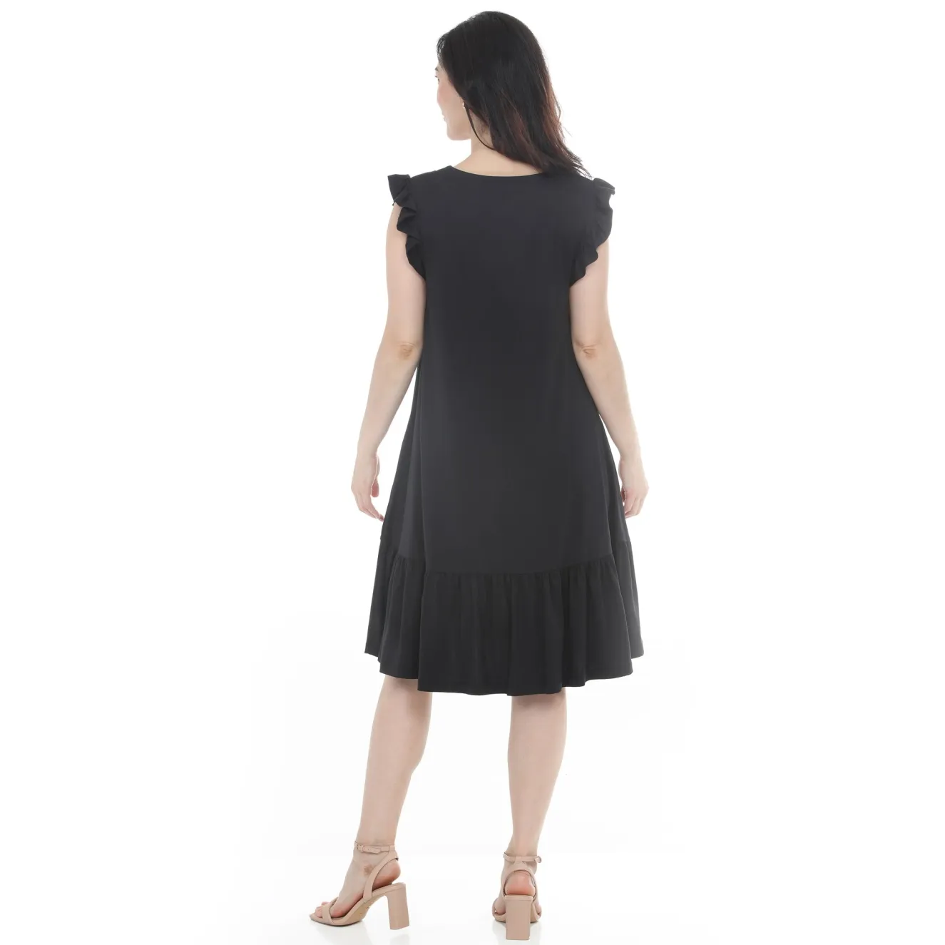 Women's Button Front Tiered Swing Dress