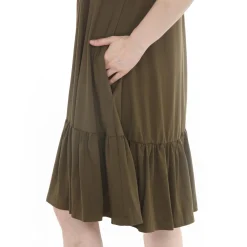 Women's Button Front Tiered Swing Dress