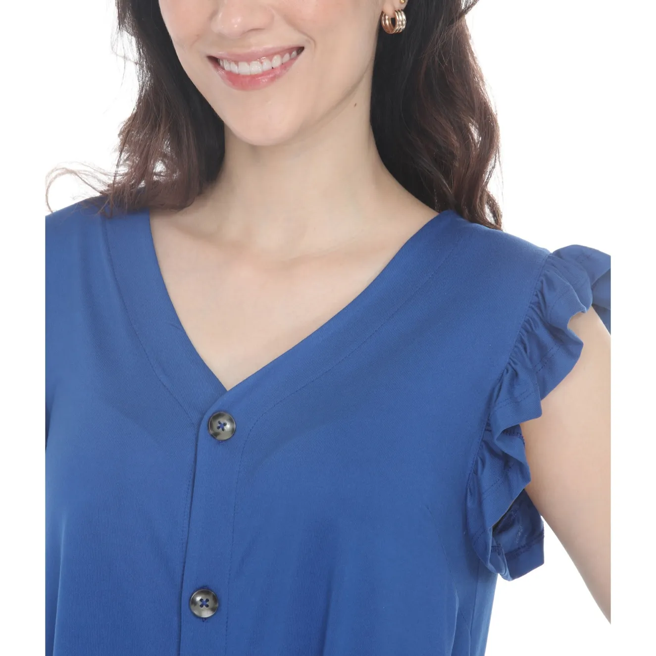 Women's Button Front Tiered Swing Dress