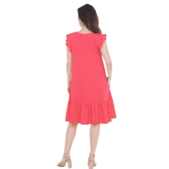 Women's Button Front Tiered Swing Dress